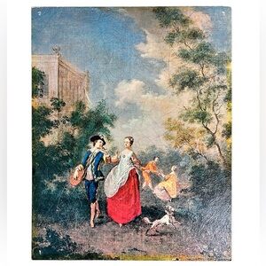 Vintage Grund “A Walk in the Park” Lithograph Print 11×14‎ Litho in U.S.A.